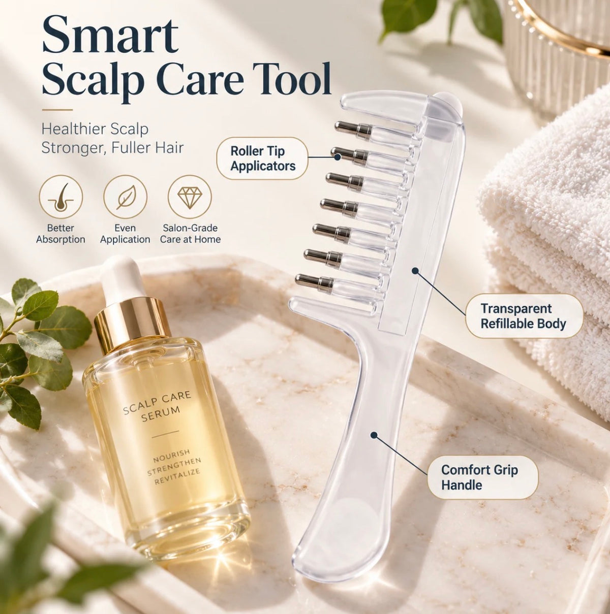 2 in 1 Transparent Hair Oil Applicator Comb