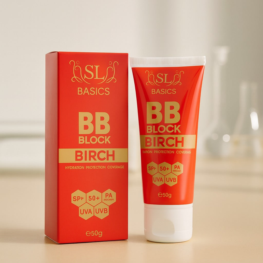 SL Basics BB Block SPF 50+ Tinted Sunscreen – Hydrating BB Cream with Vitamin E & Lotus Extract (50ml)