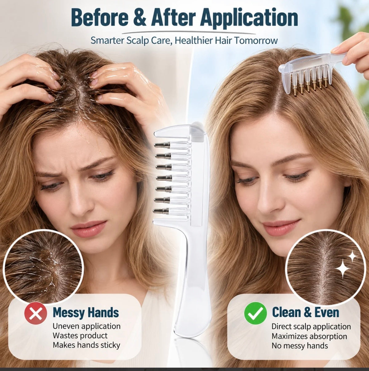 2 in 1 Transparent Hair Oil Applicator Comb