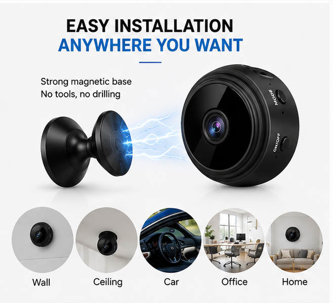 A9 1080P HD Magnetic WiFi Mini Camera | Wireless Security Camera with Night Vision & HDSF App Support
