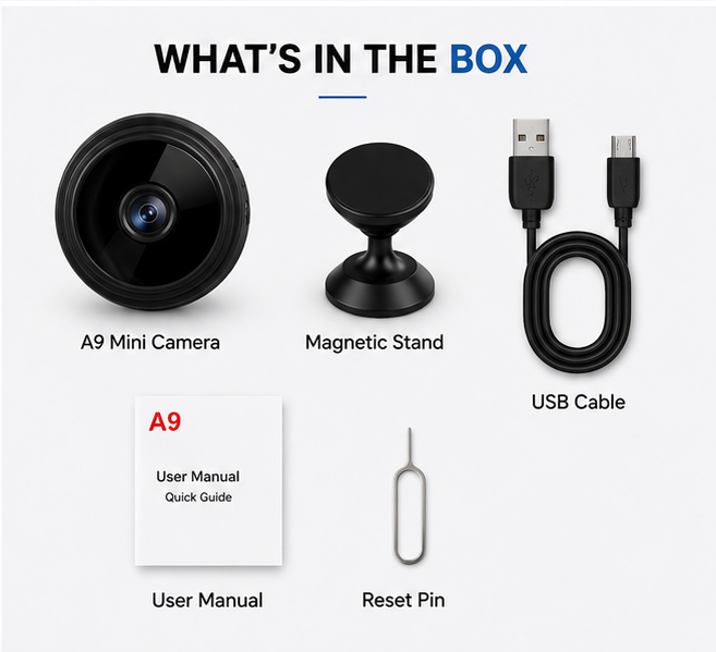 A9 1080P HD Magnetic WiFi Mini Camera | Wireless Security Camera with Night Vision & HDSF App Support