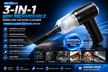 3-in-1 Portable Vacuum Cleaner, Duster & Air Blower | Wireless Handheld Cleaning for Car & Home