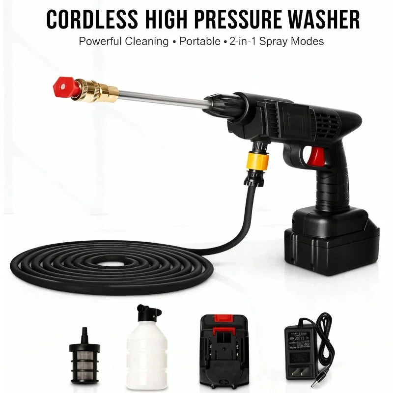 Double Battery Automatic Cordless Car Wash Spray Gun 48VF | Wireless High Pressure Foam Jet Washer | Portable Pressure Washer for Car, Bike & Home