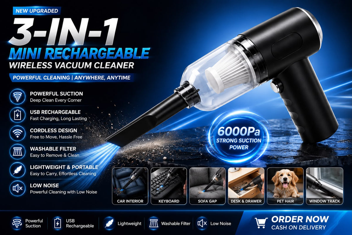 3-in-1 Portable Vacuum Cleaner, Duster & Air Blower