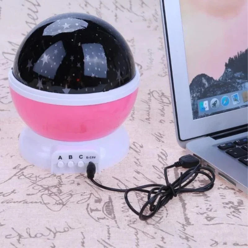 Star Master Projector Night Lamp | 360° Rotating LED Moon & Starry Sky Projector | USB & Battery Operated | Portable Night Light | Random Color