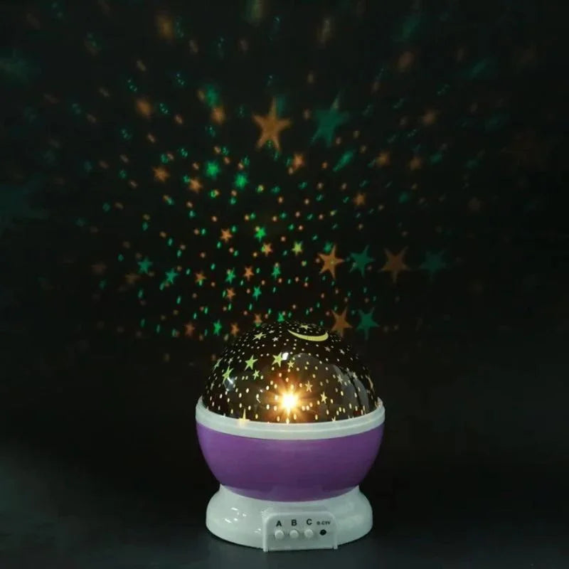Star Master Projector Night Lamp | 360° Rotating LED Moon & Starry Sky Projector | USB & Battery Operated | Portable Night Light | Random Color