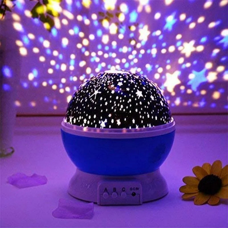 Star Master Projector Night Lamp | 360° Rotating LED Moon & Starry Sky Projector | USB & Battery Operated | Portable Night Light | Random Color