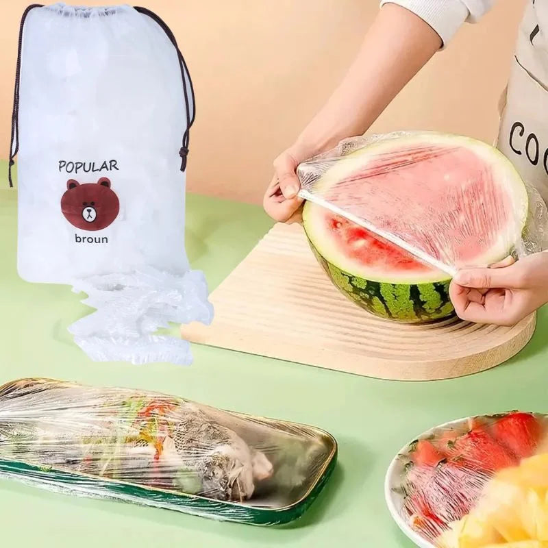 Disposable & Reusable Elastic Food Covers | Transparent Bowl & Plate Covers | Stretchable Dustproof Food Storage Covers | Kitchen Freshness Protector | 100Pcs