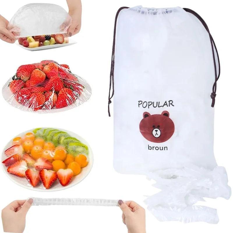 Disposable & Reusable Elastic Food Covers | Transparent Bowl & Plate Covers | Stretchable Dustproof Food Storage Covers | Kitchen Freshness Protector | 100Pcs